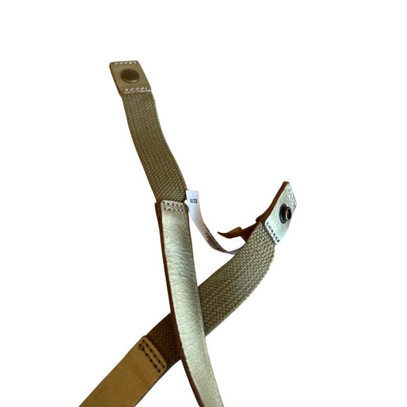 Leather Bow Belt Gold Fossil Size L Adjustable Snap Closure Womens Accessory - Picture 3 of 5